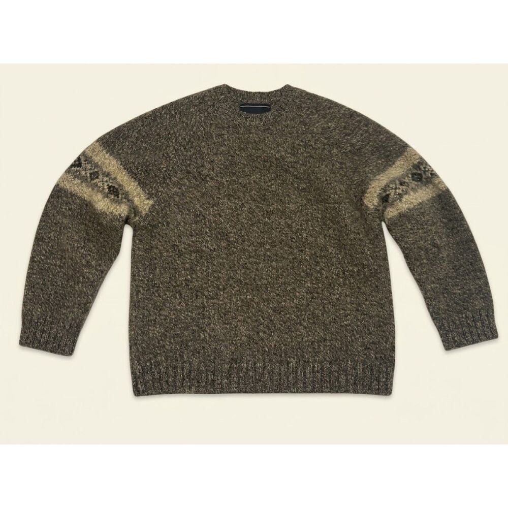 Vintage 90s Abercrombie & Fitch 100% Wool Sweater Mens XL Brown Fair Isle Knit